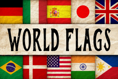 World Flags Grunge Texture Digital Paper