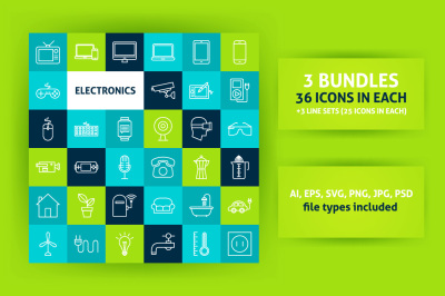 Electronics Line Art Icons