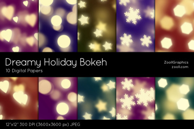 Dreamy Holiday Bokeh Digital Papers