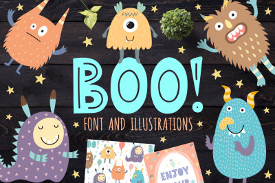 Boo! - Uppercase Font, illustrations