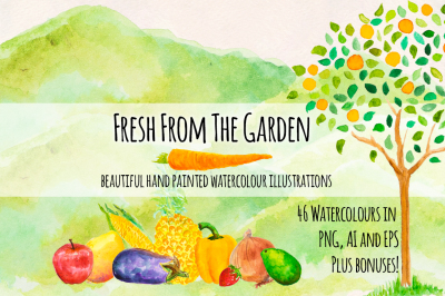 Fruit and Vegetable Watercolor Kit