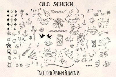 Old School Tattoo Sketch Vector Kit