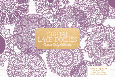 Anna Lace Round Doilies in Amethyst