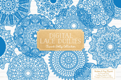 Anna Lace Round Doilies in Blue