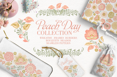 Peach Day glitter floral collection