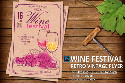 Wine Festival Retro Vintage Flyer