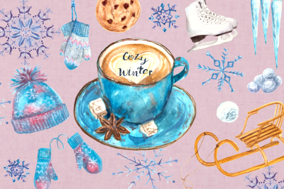 Cozy Winter Watercolor Clip Art Set
