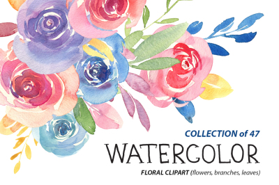 Watercolour roses and leaves 47 PNG