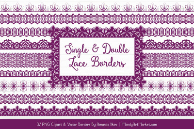 Mixed Lace Clipart Borders in Plum