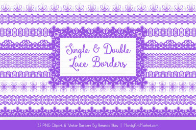 Mixed Lace Clipart Borders in Purple