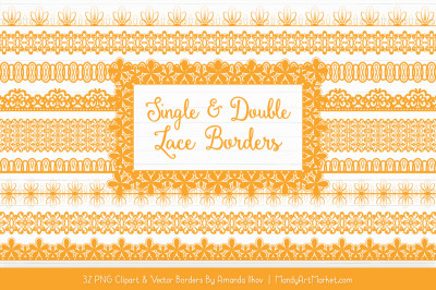 Mixed Lace Clipart Borders in Sunshine