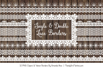Mixed Lace Clipart Borders in White