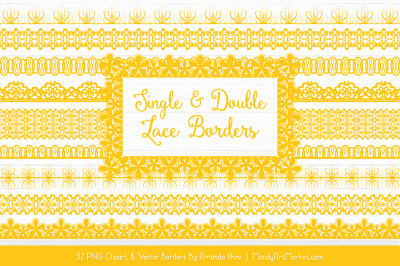 Mixed Lace Clipart Borders in Yellow