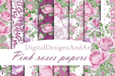 Pink roses paper pack
