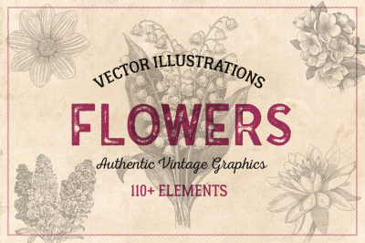 110 Vintage Flowers & Plants Vectors