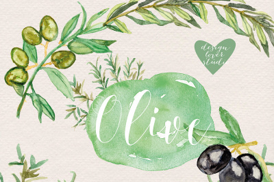 Watercolor Olive clipart, Olive wreath, Green leaf clipart, Floral Clipart, Leaf clipart, Wedding Clip Art, olive clip art