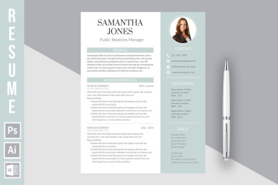 Resume template 'Samantha Jones'