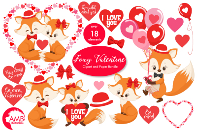 Valentine Fox cliparts, graphics, illustrations AMB-1582