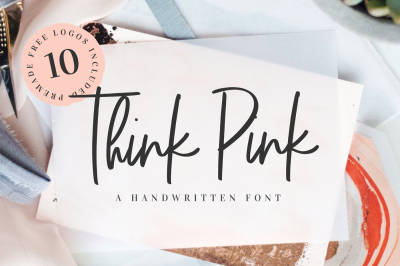 Think Pink Handwritten Font & Logos