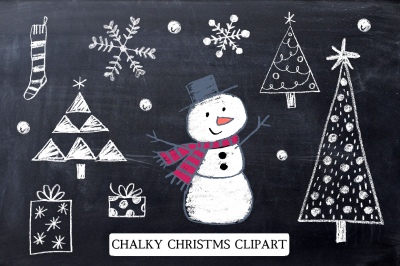Chalky Christmas Clipart & Psd. Brushes