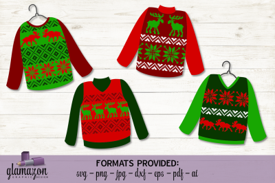 Ugly Christmas Sweaters - SVG DXF EPS PNG PDF JPG AI - cutting file