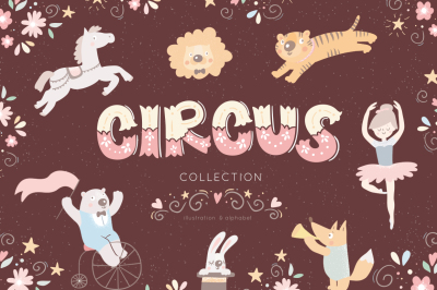 Cute circus illustration & alphabet