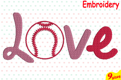 Love Baseball Ball Designs for Embroidery Machine Instant Download Commercial Use digital file 4x4 5x7 hoop icon symbol sign Strings 63b