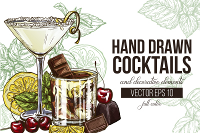 Cocktails. Vector collection.