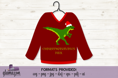 Ugly Sweater - Christmas Dinosaur - SVG DXF EPS PNG PDF JPG AI - cutting file