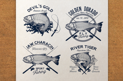 Golden Dorado Fishing Logo. 