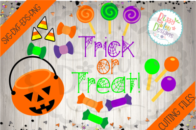 Trick or treat halloween candy cutting file clip art bundle