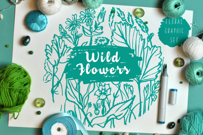 Wild flowers - Marker Graphic Set