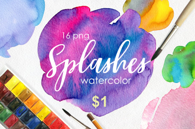 Watercolor bright splashes PNG clipart