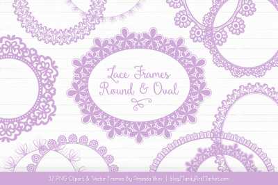 Mixed Lace Round Frames in Lavender
