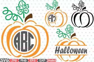 Pumpkin Split & Circle Monogram Silhouette SVG Cutting Files Digital Clip Art Graphic Studio3 cricut cuttable Die Cut Machines -45sv