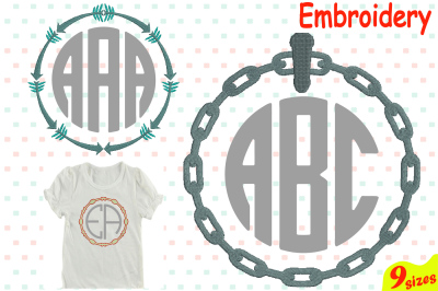 Chain and Arrow Circle Designs for Embroidery Machine Instant Download Commercial Use digital file 4x4 5x7 hoop icon symbol sign Strings 67b