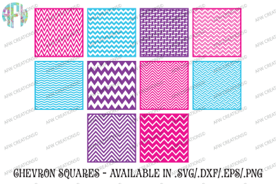 Chevron Pattern Squares - SVG, DXF, EPS Cut Files