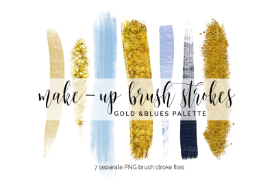 Brush Strokes Clipart - gold & blues