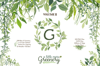 Greenery Volume 2 - Vector Leaves + Laurels