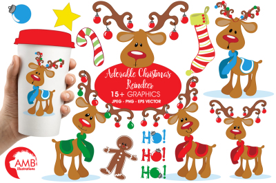 Christmas Reindeer clipart, graphics, illustrations AMB-500