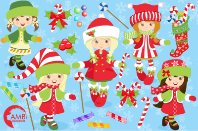 Christmas Girls, winter girls clipart, graphics, illustrations AMB-185