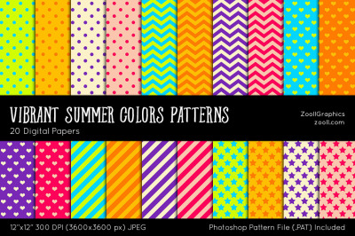 Vibrant Summer Colors Digital Papers