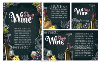 Set horizontal, vertical and square posters or labels for wine.