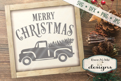 Old Antique Truck with Christmas Tree SVG