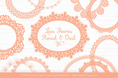 Mixed Lace Round Frames in Peach