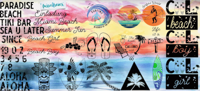 Aloha Beach Set Fusselfreies SVG DXF Cutting Files (14 Designs)