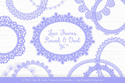 Mixed Lace Round Frames in Periwinkle