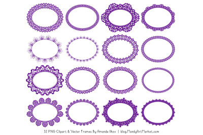 Mixed Lace Round Frames in Violet