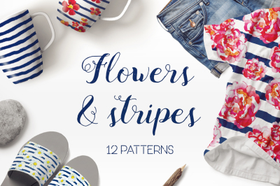 Flowers & Stripes 12 patterns