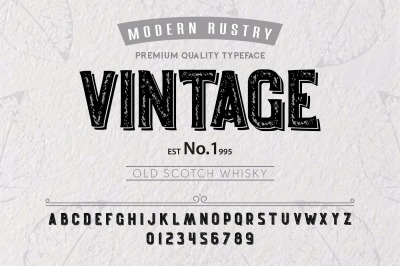 Font. Alphabet. Script. Typeface. Label.Vintage typeface. For labels and different type designs